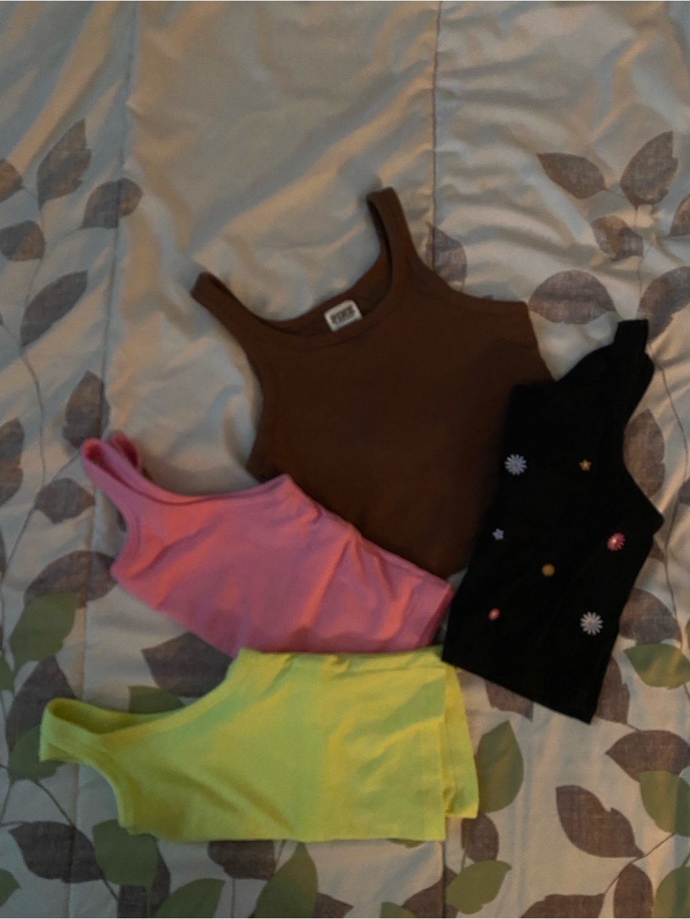 Pink by Victoria’s Secret XS crop Tops - Brown, Pink, Neon Yellow, Black Daisy